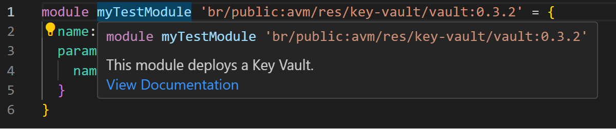 Hover over the module name